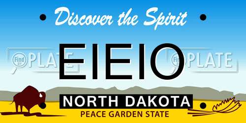 EIEIO North Dakota License Plate