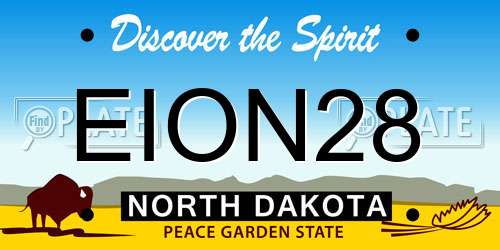 EION28 North Dakota License Plate