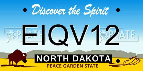 EIQV12 North Dakota License Plate