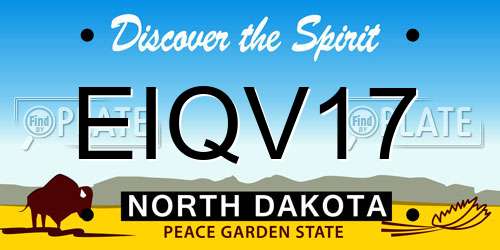 EIQV17 North Dakota License Plate