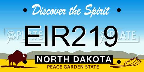 EIR219 North Dakota License Plate