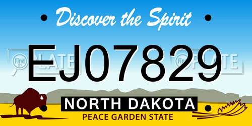 EJ07829 North Dakota License Plate