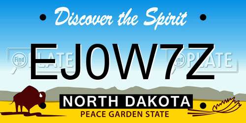 EJ0W7Z North Dakota License Plate