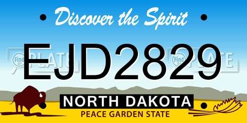 EJD2829 North Dakota License Plate
