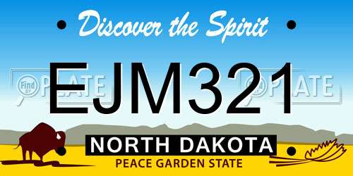 EJM321 North Dakota License Plate