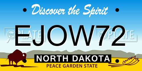 EJOW72 North Dakota License Plate