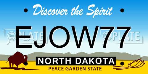 EJOW77 North Dakota License Plate