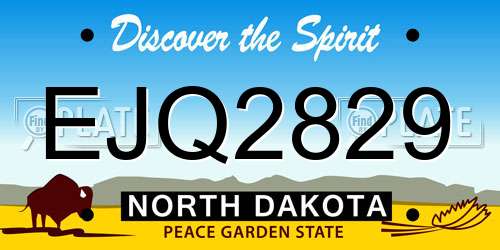 EJQ2829 North Dakota License Plate