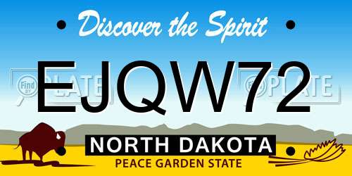 EJQW72 North Dakota License Plate