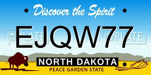 EJQW77 North Dakota License Plate