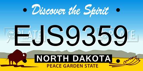 EJS9359 North Dakota License Plate