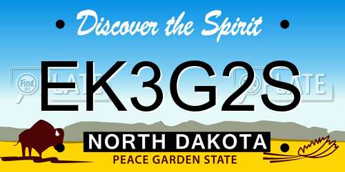 EK3G2S North Dakota License Plate