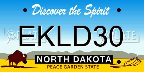 EKLD30 North Dakota License Plate