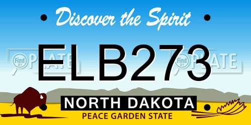 ELB273 North Dakota License Plate