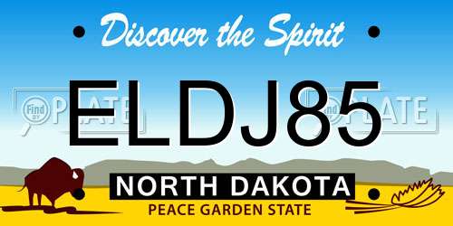 ELDJ85 North Dakota License Plate