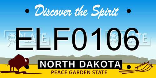 ELF0106 North Dakota License Plate
