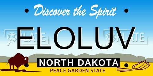 ELOLUV North Dakota License Plate