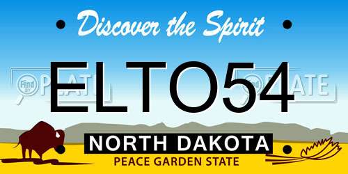 ELTO54 North Dakota License Plate