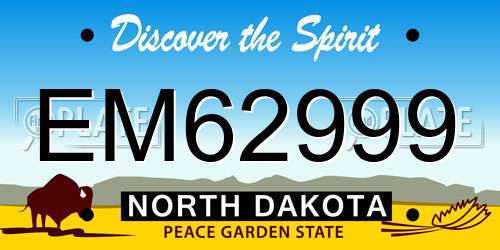 EM62999 North Dakota License Plate