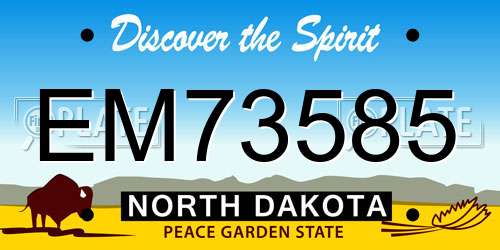 EM73585 North Dakota License Plate
