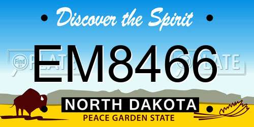 EM8466 North Dakota License Plate