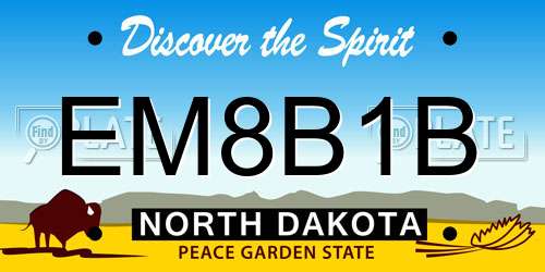 EM8B1B North Dakota License Plate