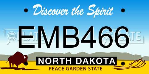 EMB466 North Dakota License Plate