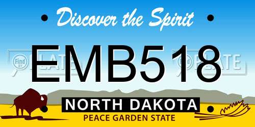 EMB518 North Dakota License Plate