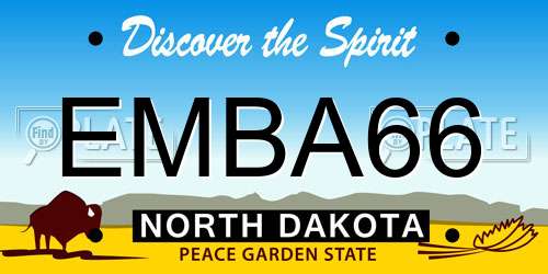 EMBA66 North Dakota License Plate