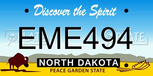 EME494 North Dakota License Plate