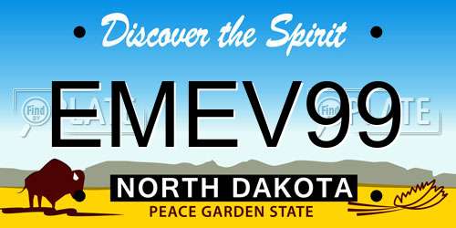 EMEV99 North Dakota License Plate