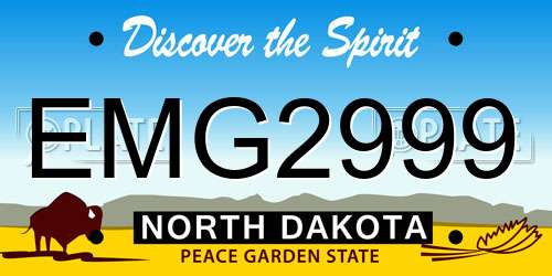 EMG2999 North Dakota License Plate