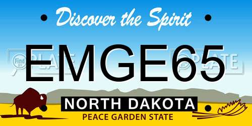 EMGE65 North Dakota License Plate