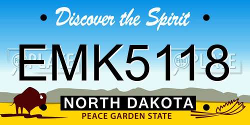 EMK5118 North Dakota License Plate