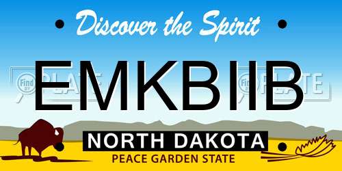 EMKBIIB North Dakota License Plate
