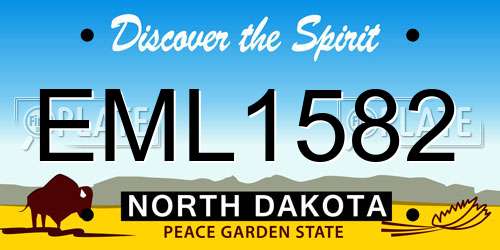EML1582 North Dakota License Plate