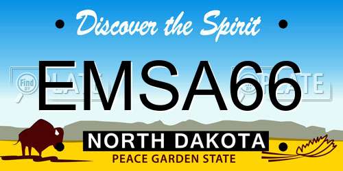 EMSA66 North Dakota License Plate