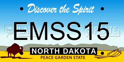 EMSS15 North Dakota License Plate