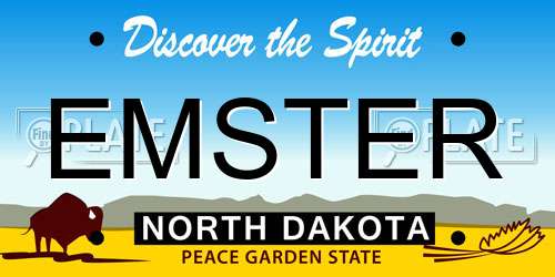 EMSTER North Dakota License Plate