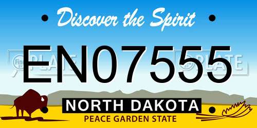 EN07555 North Dakota License Plate