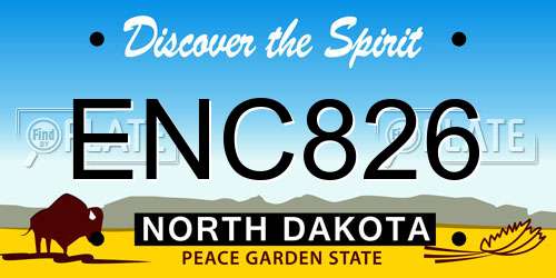 ENC826 North Dakota License Plate