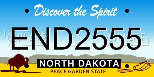 END2555 North Dakota License Plate