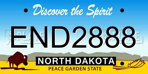 END2888 North Dakota License Plate