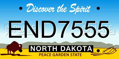 END7555 North Dakota License Plate