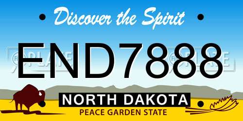 END7888 North Dakota License Plate