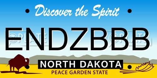 ENDZBBB North Dakota License Plate
