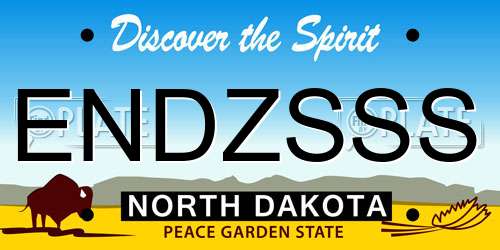 ENDZSSS North Dakota License Plate