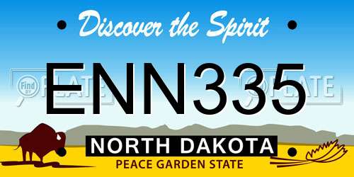 ENN335 North Dakota License Plate