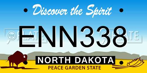 ENN338 North Dakota License Plate