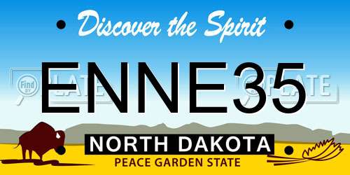ENNE35 North Dakota License Plate